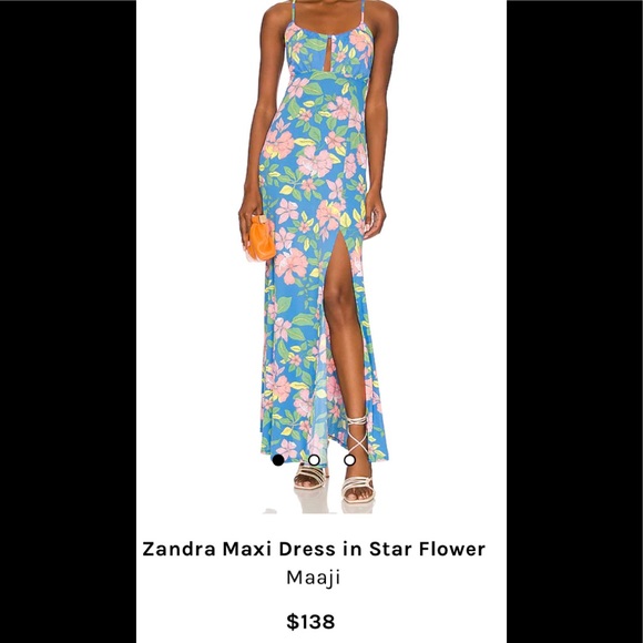 Maaji Floral Star Flower Maxi Dress Lace Up Back Medium NWT $138 - Picture 1 of 15